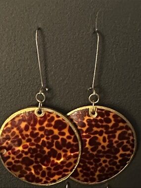Leopard-Print Round Drop Earrings in Brown & Gold Tone